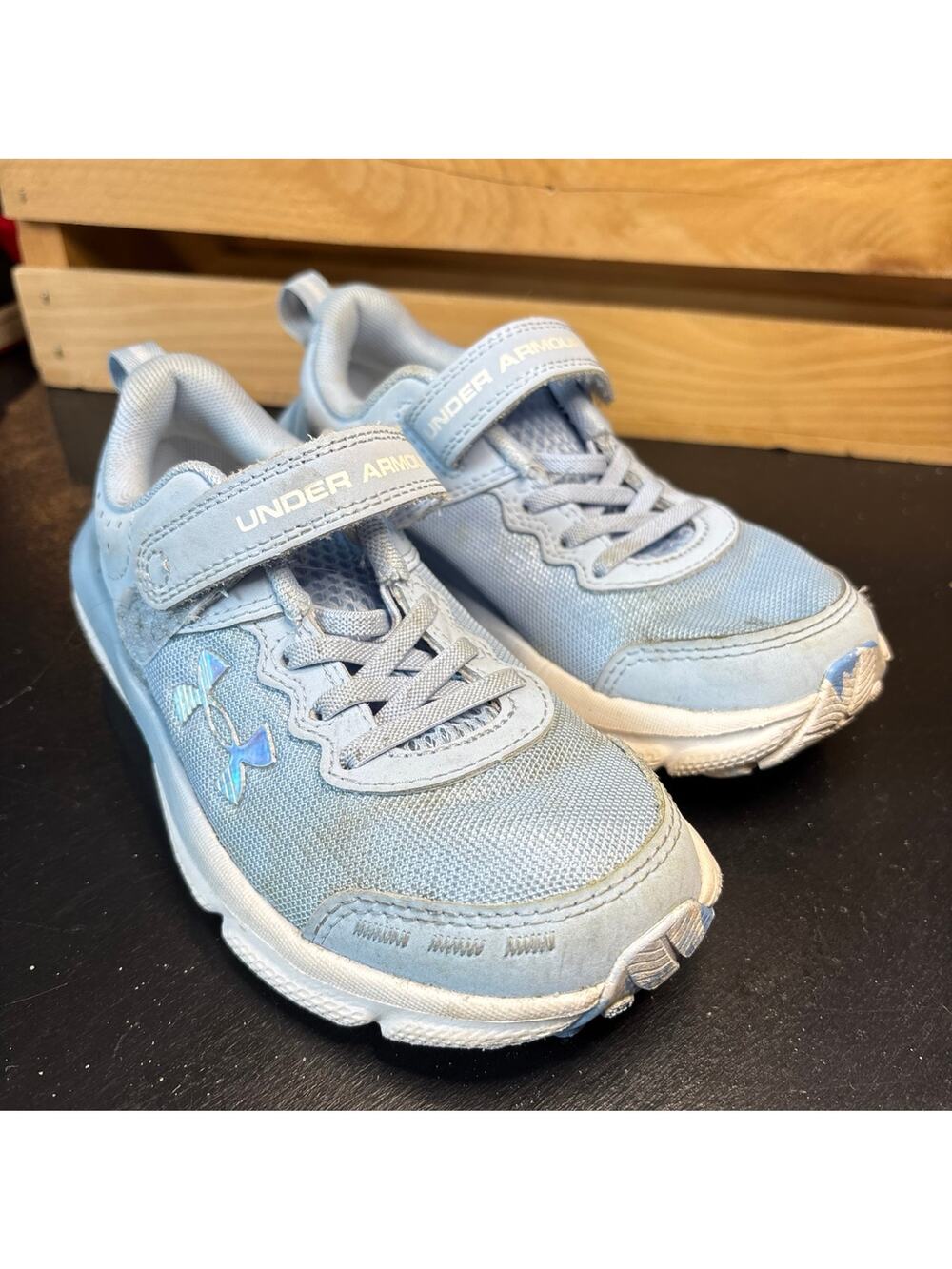 Under Armour Shoes Size 13k light blue Velcro tennis shoes sneakers kids